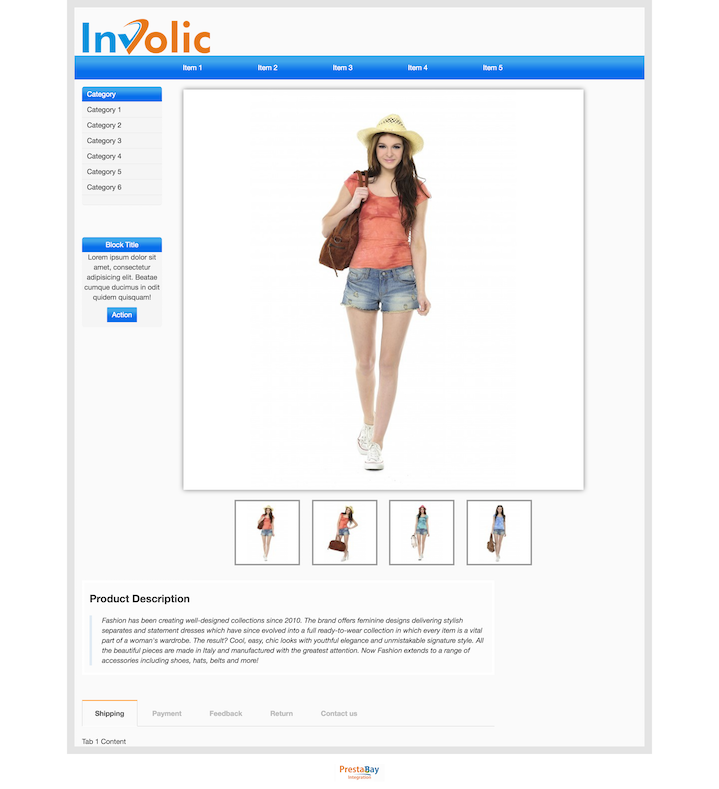 Ebay description template layout with sidebar desktop view